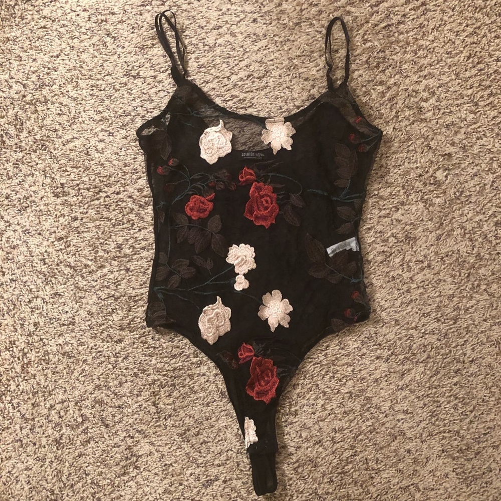 FASHION NOVA Sheer Floral Bodysuit